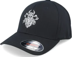 Bearded Skull Axe Wooly Combed Black Flexfit - Vikings