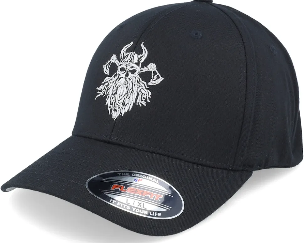 Bearded Skull Axe Wooly Combed Black Flexfit - Vikings