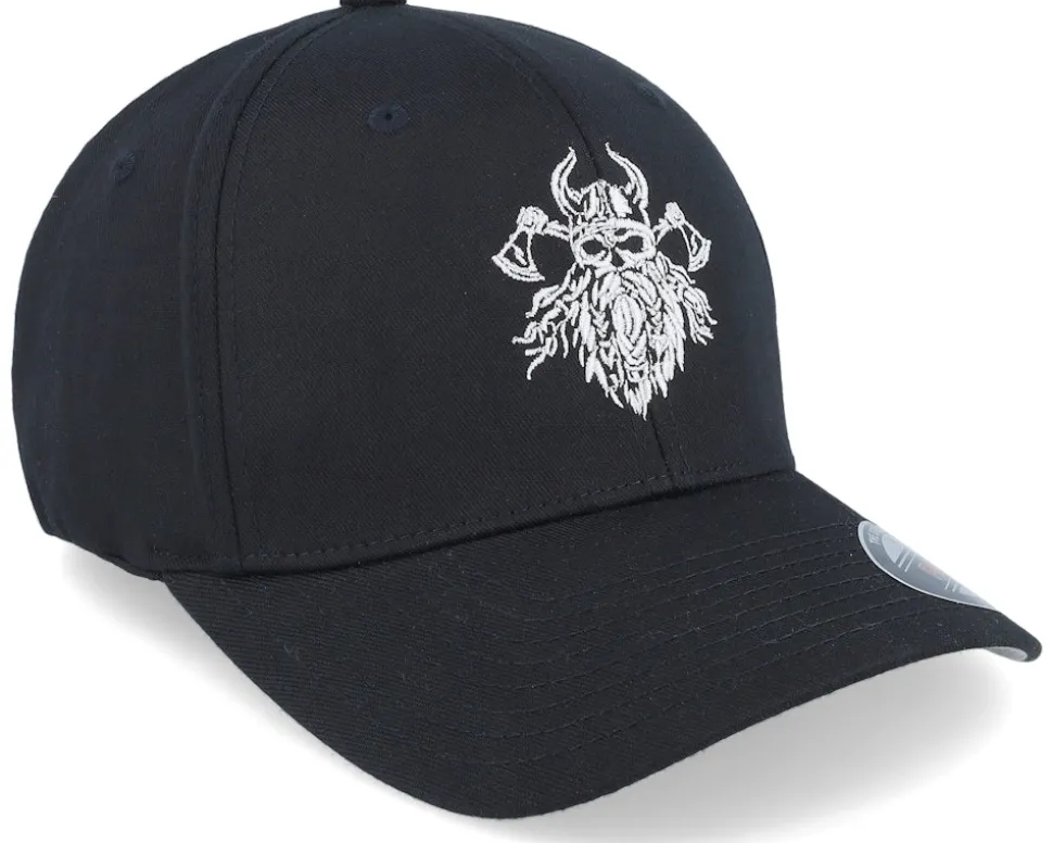 Bearded Skull Axe Wooly Combed Black Flexfit - Vikings