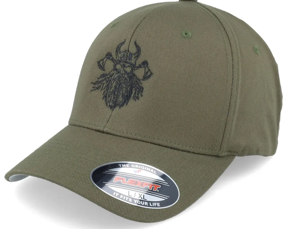 Bearded Skull Axe Wooly Combed Black Flexfit - Vikings