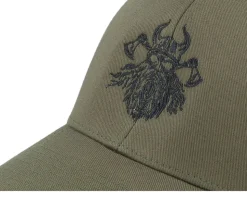 Bearded Skull Axe Wooly Combed Olive Flexfit - Vikings