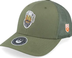 Beer Man Logo Olive Trucker - Bearded Man