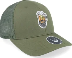 Beer Man Logo Olive Trucker - Bearded Man