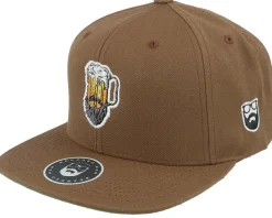 Beer Man Logo Tan Snapback - Bearded Man