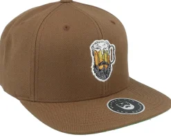 Beer Man Logo Tan Snapback - Bearded Man