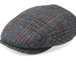 Belfast Driver Cap Harris Tweed Navy Flat Cap - Stetson