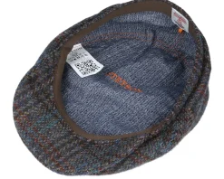 Belfast Driver Cap Harris Tweed Navy Flat Cap - Stetson
