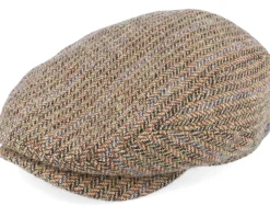Belfast Driver Cap Virgin Wool Herringbone Brown Flat Cap - Stetson