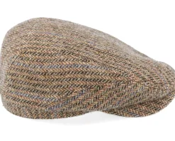 Belfast Driver Cap Virgin Wool Herringbone Brown Flat Cap - Stetson