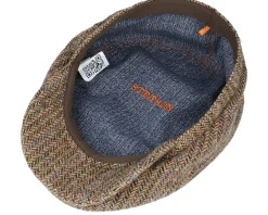 Belfast Driver Cap Virgin Wool Herringbone Brown Flat Cap - Stetson
