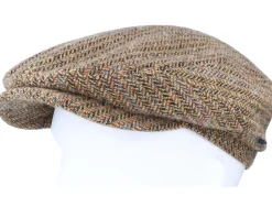 Belfast Driver Cap Virgin Wool Herringbone Brown Flat Cap - Stetson