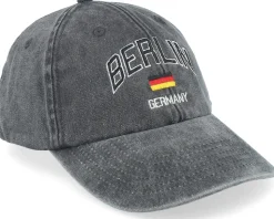 Berlin Germany Washed Black Dad Cap - Iconic