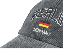 Berlin Germany Washed Black Dad Cap - Iconic