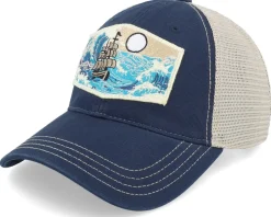 Big Boat & Waves Patch 111 Split Navy/Khaki Trucker - Wild Spirit