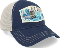 Big Boat & Waves Patch 111 Split Navy/Khaki Trucker - Wild Spirit