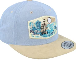 Big Boat & Waves Patch Suede Blue/Beige Snapback - Wild Spirit