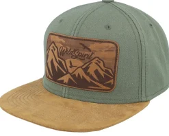 Big Mountain & Birds Patch Suede Olive Snapback - Wild Spirit