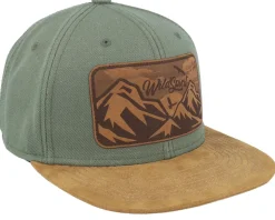 Big Mountain & Birds Patch Suede Olive Snapback - Wild Spirit