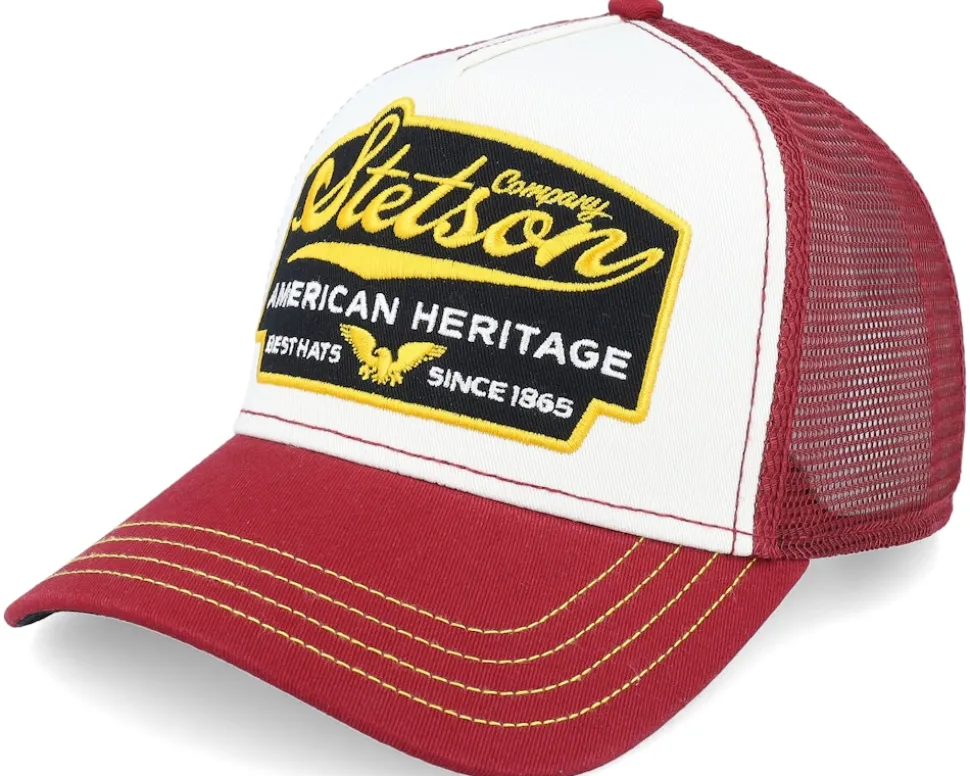 Big Size American Heritage White/Maroon A-Frame Trucker - Stetson