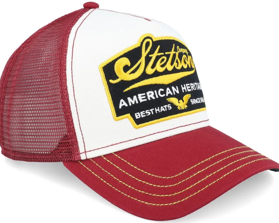 Big Size American Heritage White/Maroon A-Frame Trucker - Stetson