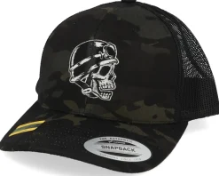Biker Skull Black Camo Trucker - Born To Ride