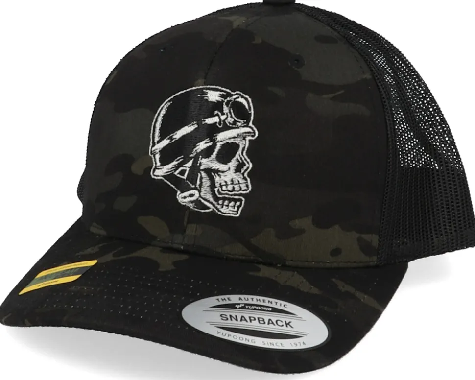 Biker Skull Black Camo Trucker - Born To Ride