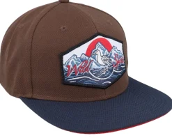 Bird & Mountains Patch Brown/Navy/Red Snapback - Wild Spirit