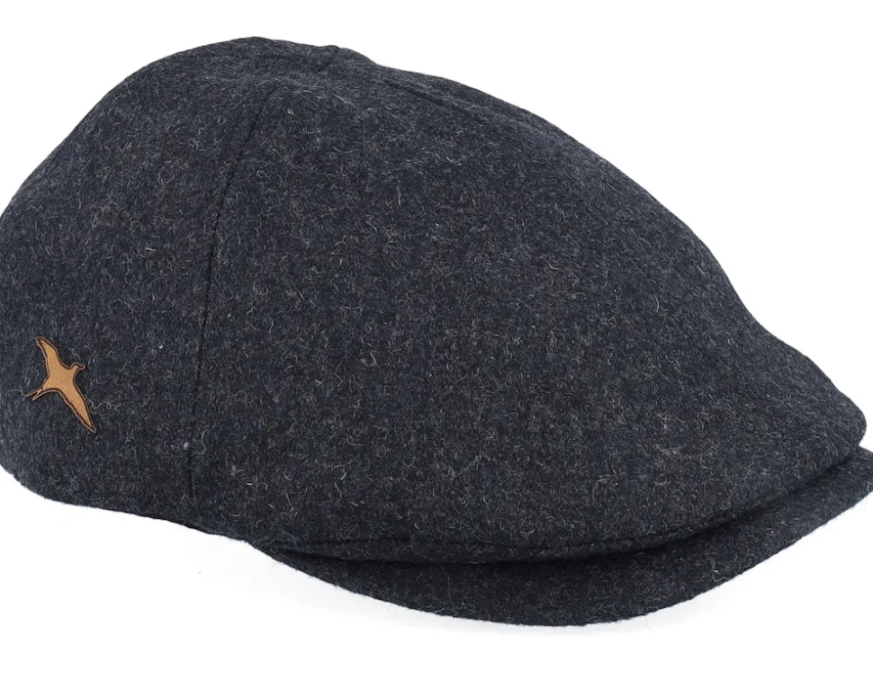 Bird Patch Charcoal Wool Ivy Flat Cap - Jack Anchor