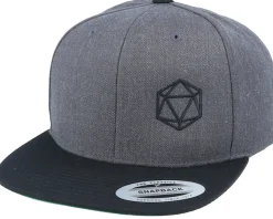 Black D20 Side Panel Charcoal/Black Snapback - Gamerz