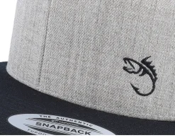 Black Fish Hook Logo Heather Grey Snapback - Skillfish