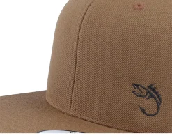 Black Fish Hook Logo Light Brown Snapback - Skillfish
