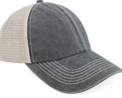 Blank Black/Stone Vintage Washed Trucker - Beechfield