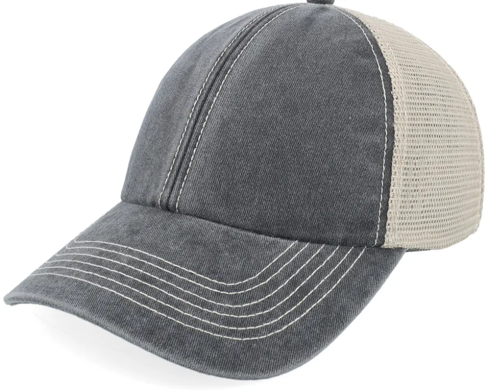Blank Black/Stone Vintage Washed Trucker - Beechfield
