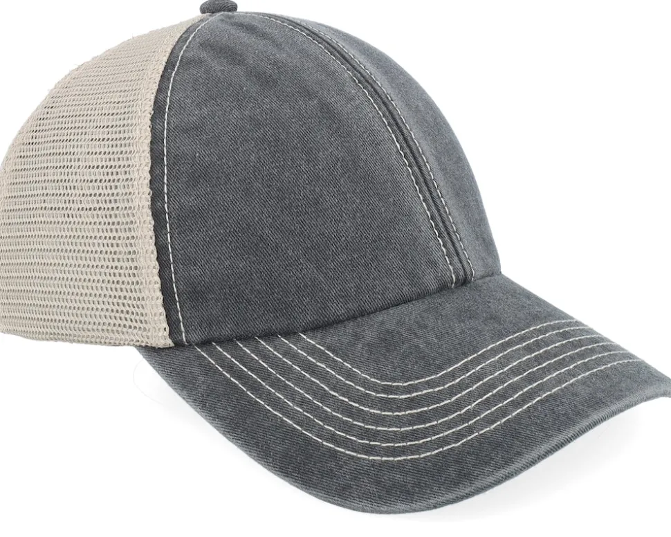 Blank Black/Stone Vintage Washed Trucker - Beechfield