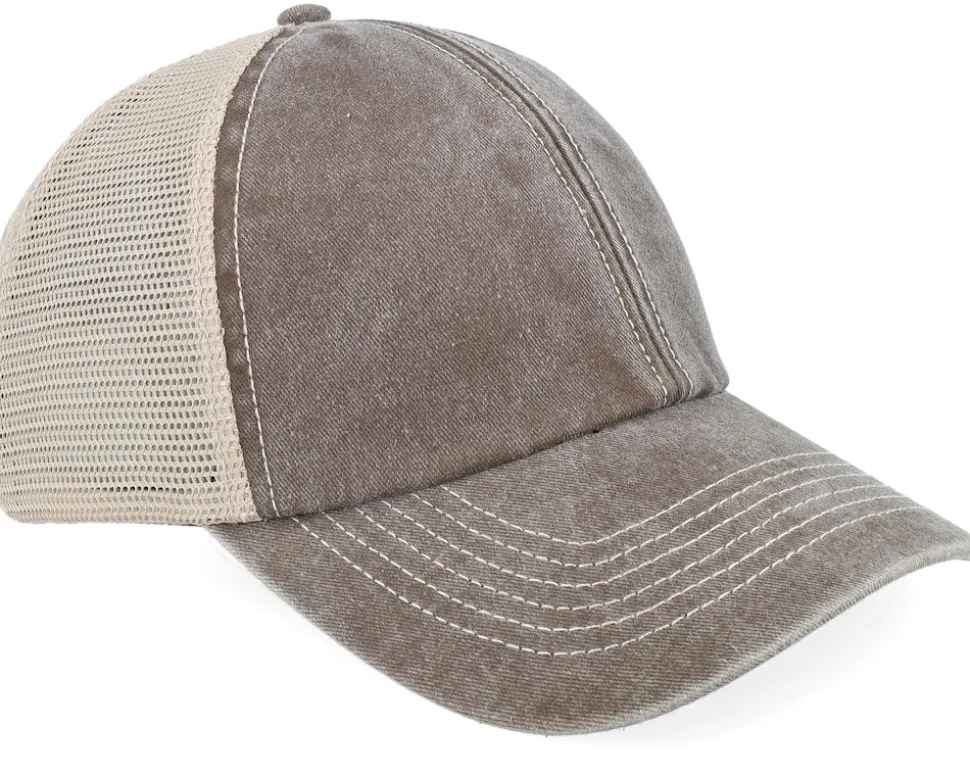Blank Brown/Stone Vintage Washed Trucker - Beechfield