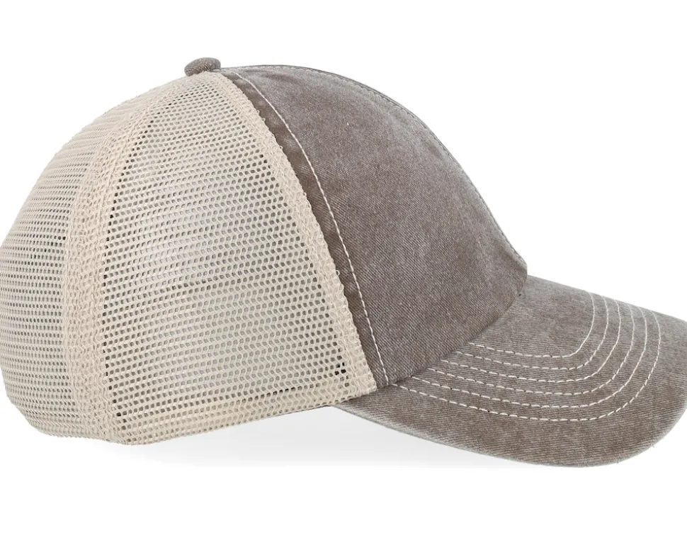 Blank Brown/Stone Vintage Washed Trucker - Beechfield