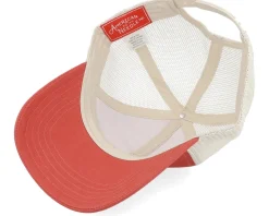 Blank Brush Twill Valin Ivory/Nantucket Red A-Frame Trucker - American Needle