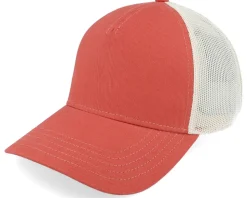 Blank Brush Twill Valin Ivory/Nantucket Red A-Frame Trucker - American Needle