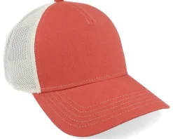 Blank Brush Twill Valin Ivory/Nantucket Red A-Frame Trucker - American Needle