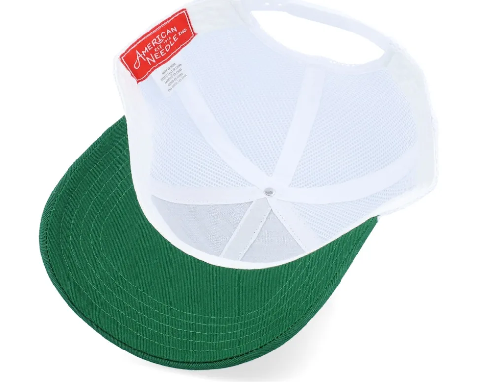 Blank Brush Twill Valin White/Emerald Trucker - American Needle