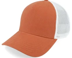 Blank Brush Twill Valin White Desert Orange A-Frame Trucker - American Needle