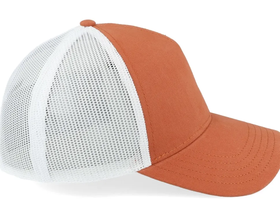 Blank Brush Twill Valin White Desert Orange A-Frame Trucker - American Needle