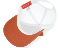 Blank Brush Twill Valin White Desert Orange A-Frame Trucker - American Needle