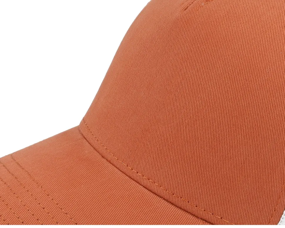 Blank Brush Twill Valin White Desert Orange A-Frame Trucker - American Needle