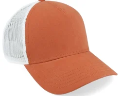 Blank Brush Twill Valin White Desert Orange A-Frame Trucker - American Needle