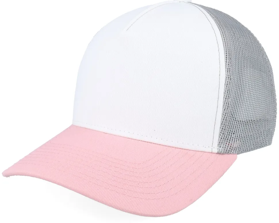 Blank Light Pink/White/Light Grey A-frame Trucker - Equip
