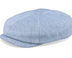 Blue Line Brett Linen Mix Light Blue Flat Cap - MJM Hats