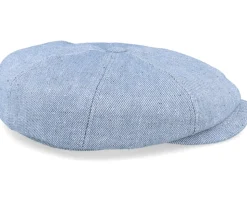 Blue Line Brett Linen Mix Light Blue Flat Cap - MJM Hats