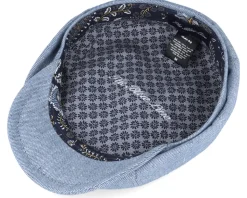 Blue Line Brett Linen Mix Light Blue Flat Cap - MJM Hats