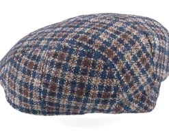 Blue Line Mestre Wool/Cashmere Brown Check Flat Cap - MJM Hats
